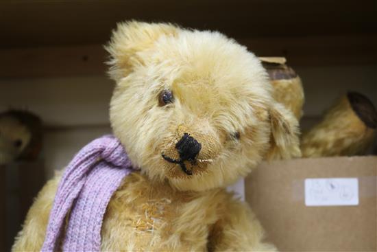 A 1950s Irish bear and a Deans mouse eared bear 1930s, tallest 16in.